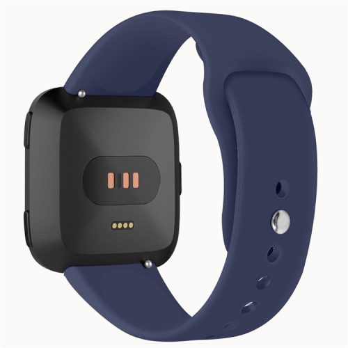 Plain Rolled Silicone Watch Band for Fitbit Versa 1/2/Lite Replacement Strap - Navy Blue