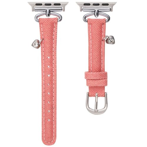 For Apple Watch 10 46mm / Ultra 2 / Ultra 49mm / 9 8 7 45mm / SE (2023) SE (2022) SE 6 5 4 44mm / 3 2 1 42mm Denim Watch Strap - Pink