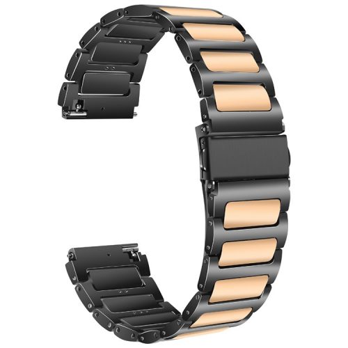 KALEBOL For Huawei Watch 4 / 4 Pro / GT 4 46mm Watch Strap 22mm Zinc Alloy Metal Band - Black+Rose Gold