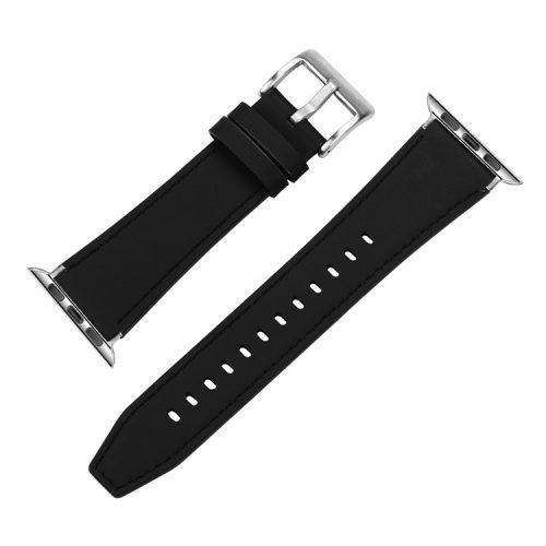 For Apple Watch 10 46mm / Ultra 2 / Ultra 49mm / 9 8 7 45mm / SE (2023) SE (2022) SE 6 5 4 44mm / 3 2 1 42mm Genuine Leather Watch Band - Black