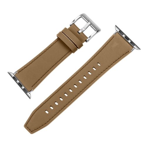 For Apple Watch 10 46mm / Ultra 2 / Ultra 49mm / 9 8 7 45mm / SE (2023) SE (2022) SE 6 5 4 44mm / 3 2 1 42mm Genuine Leather Watch Band - Light Brown