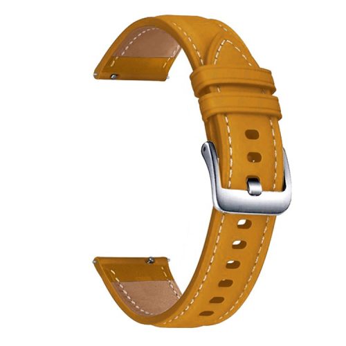 22mm Genuine Leather Watch Strap Replacement for Samsung Galaxy Watch3 45MM R840 - Yellow