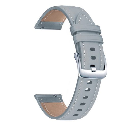 22mm Genuine Leather Watch Strap Replacement for Samsung Galaxy Watch3 45MM R840 - Grey