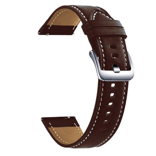 22mm Genuine Leather Watch Strap Replacement for Samsung Galaxy Watch3 45MM R840 - Coffee