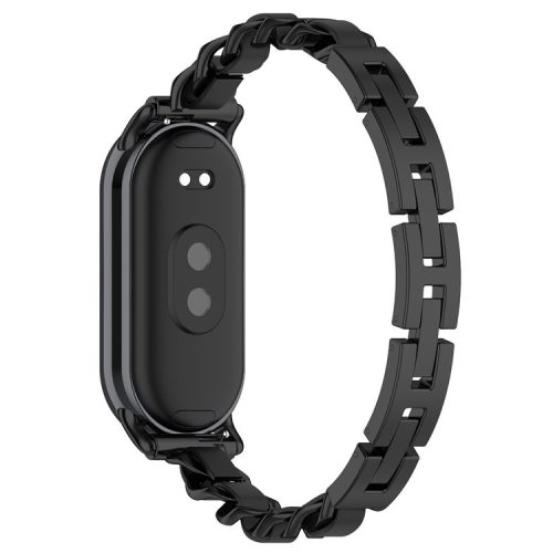 For Xiaomi Mi Band 9 / 9 NFC / Smart Band 8 / 8 NFC Stylish Watch Strap Zinc Alloy Bracelet Replacement Band - Black