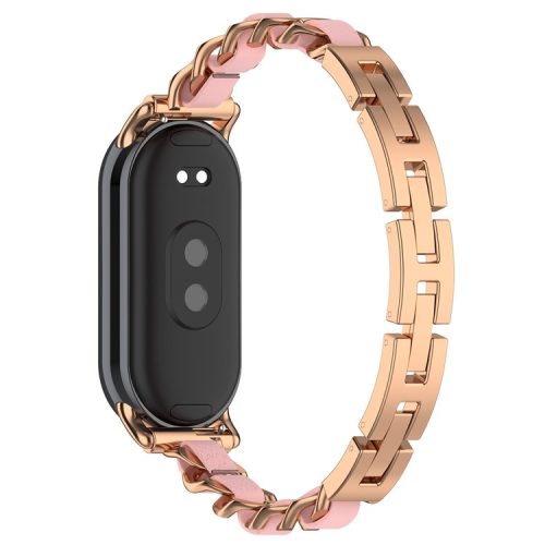 For Xiaomi Mi Band 9 / 9 NFC / Smart Band 8 / 8 NFC Stylish Watch Strap Zinc Alloy Bracelet Replacement Band - Rose Gold