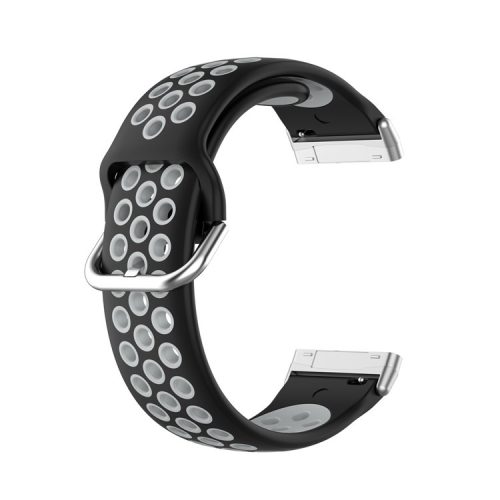 For Fitbit Versa 3/Sense Bi-color Silicone Smart Watch Strap - Black/Grey