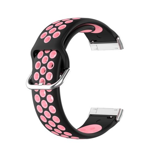 For Fitbit Versa 3/Sense Bi-color Silicone Smart Watch Strap - Black/Pink