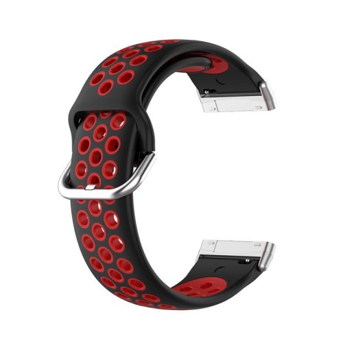 For Fitbit Versa 3/Sense Bi-color Silicone Smart Watch Strap - Black/Red