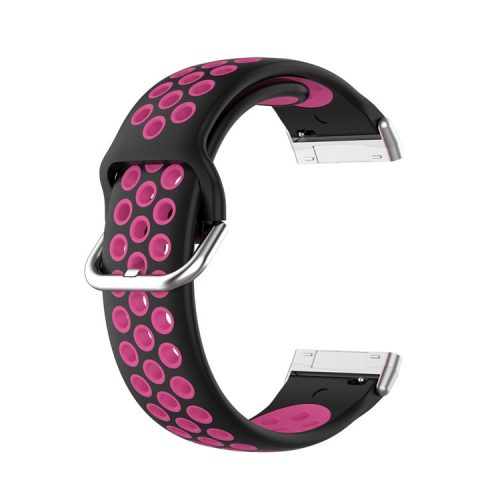 For Fitbit Versa 3/Sense Bi-color Silicone Smart Watch Strap - Black/Rose