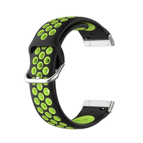 For Fitbit Versa 3/Sense Bi-color Silicone Smart Watch Strap - Black/Lime