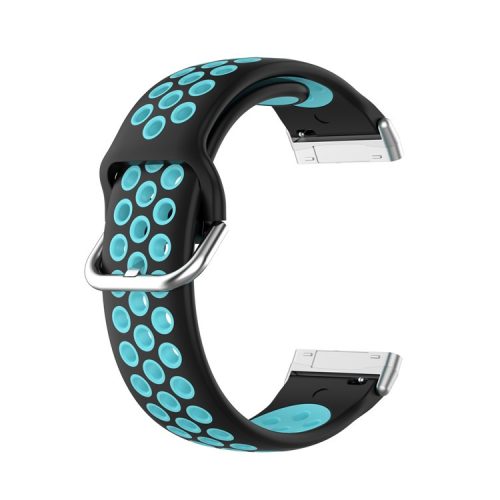 For Fitbit Versa 3/Sense Bi-color Silicone Smart Watch Strap - Black/Teal