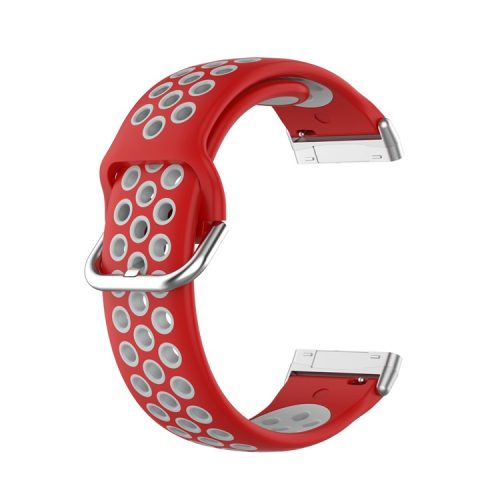 For Fitbit Versa 3/Sense Bi-color Silicone Smart Watch Strap - Red/Grey