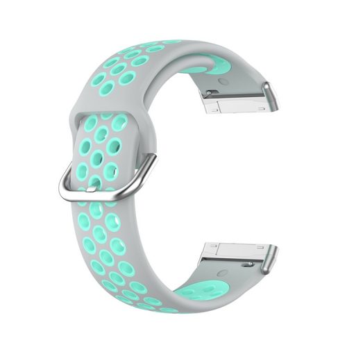 For Fitbit Versa 3/Sense Bi-color Silicone Smart Watch Strap - Grey/Teal