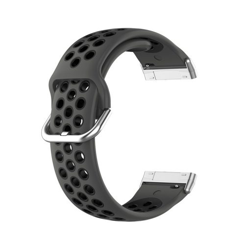 For Fitbit Versa 3/Sense Bi-color Silicone Smart Watch Strap - Coal-black