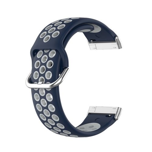 For Fitbit Versa 3/Sense Bi-color Silicone Smart Watch Strap - Midnight Blue/Gray