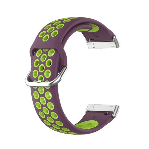 For Fitbit Versa 3/Sense Bi-color Silicone Smart Watch Strap - Purple/Lime