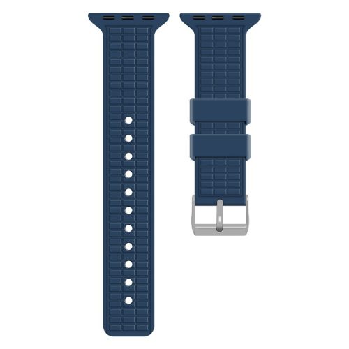 For Apple Watch 10 46mm / Ultra 2 / Ultra 49mm / 9 8 7 45mm / SE (2023) SE (2022) SE 6 5 4 44mm / 3 2 1 42mm Grid Silicone Strap - Dark Blue