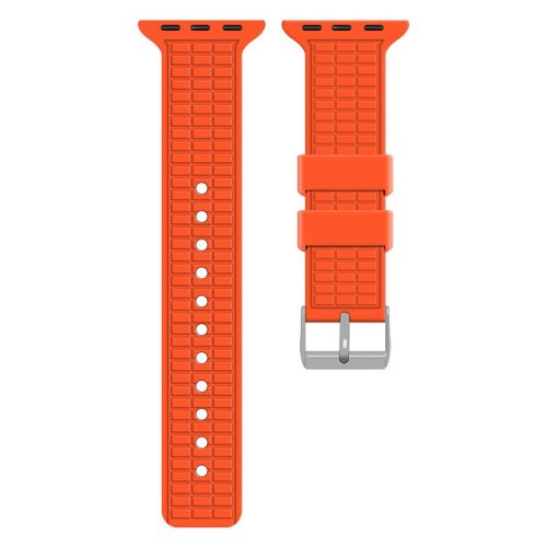 For Apple Watch 10 46mm / Ultra 2 / Ultra 49mm / 9 8 7 45mm / SE (2023) SE (2022) SE 6 5 4 44mm / 3 2 1 42mm Grid Silicone Strap - Orange