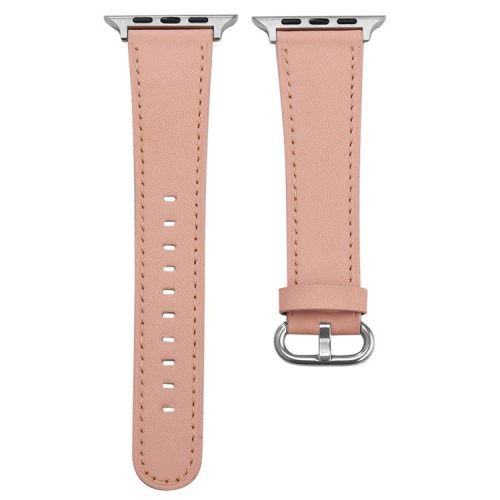 For Apple Watch 10 46mm / Ultra 2 / Ultra 49mm / 9 8 7 45mm / SE (2023) SE (2022) SE 6 5 4 44mm / 3 2 1 42mm Genuine Cow Leather Strap - Pink