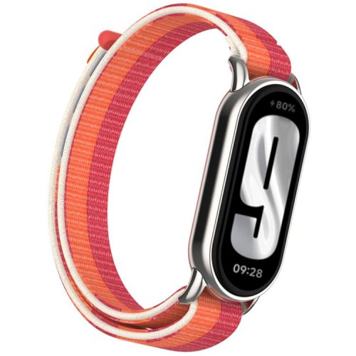 For Xiaomi Mi Band 9 / Smart Band 8 Watch Strap Nylon Loop Adjustable Wrist Band - Peony