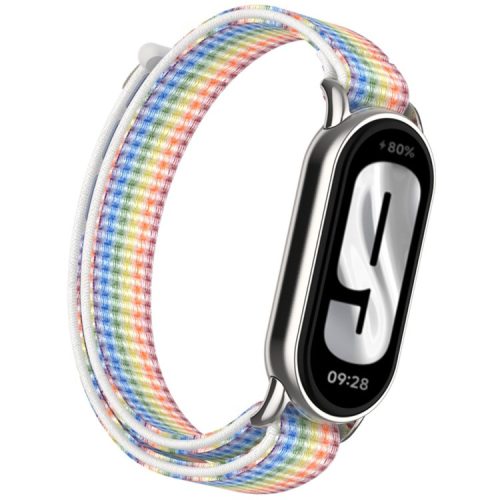 For Xiaomi Mi Band 9 / Smart Band 8 Watch Strap Nylon Loop Adjustable Wrist Band - Rainbow