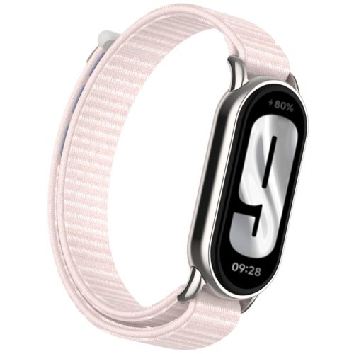 For Xiaomi Mi Band 9 / Smart Band 8 Watch Strap Nylon Loop Adjustable Wrist Band - Pearl Pink