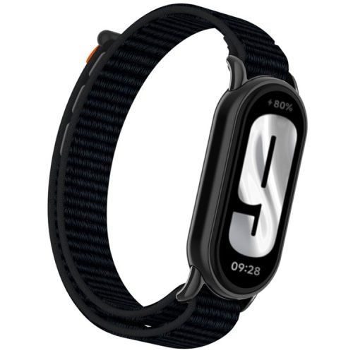 For Xiaomi Mi Band 9 / Smart Band 8 Watch Strap Nylon Loop Adjustable Wrist Band - Deep Black