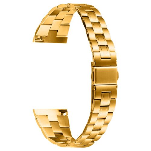 For Fitbit Versa Lite / Versa 2 / Versa Watch Strap Stainless Steel Three-Beads Wrist Band - Gold