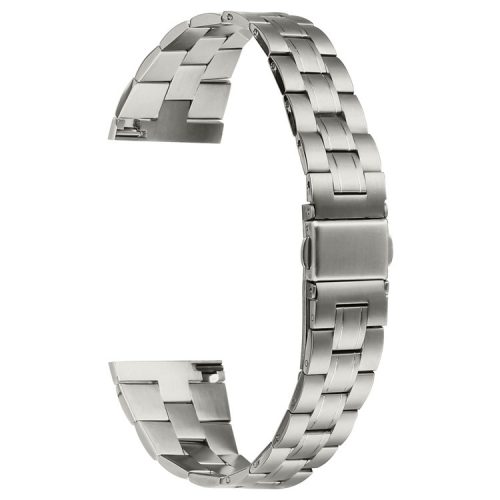 For Fitbit Versa Lite / Versa 2 / Versa Watch Strap Stainless Steel Three-Beads Wrist Band - Titanium