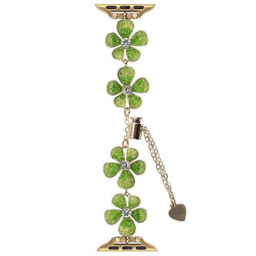 For Apple Watch 10 46mm / Ultra 2 / Ultra 49mm / 9 8 7 45mm / SE (2023) SE (2022) SE 6 5 4 44mm / 3 2 1 42mm Flower Chain Strap - Green