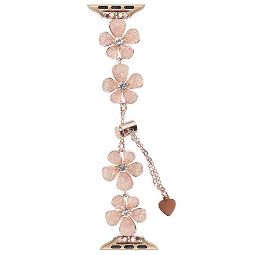 For Apple Watch 10 46mm / Ultra 2 / Ultra 49mm / 9 8 7 45mm / SE (2023) SE (2022) SE 6 5 4 44mm / 3 2 1 42mm Flower Chain Strap - Pink