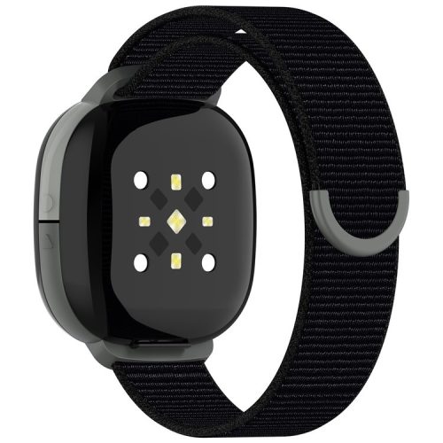 For Fitbit Ace LTE Children Watch Watchband Round Tail Braided Nylon Wrist Strap - Black