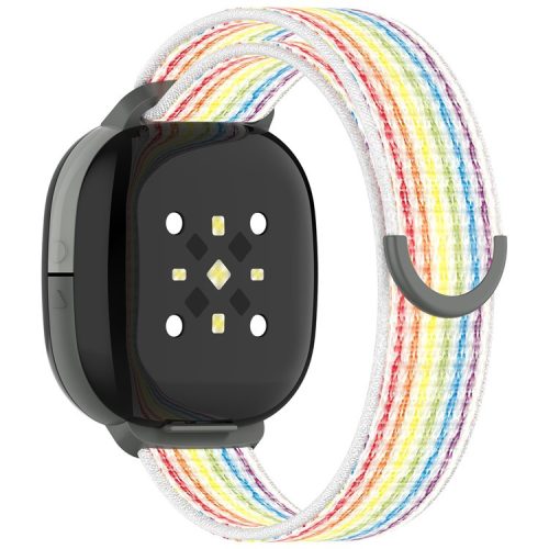 For Fitbit Ace LTE Children Watch Watchband Round Tail Braided Nylon Wrist Strap - Rainbow