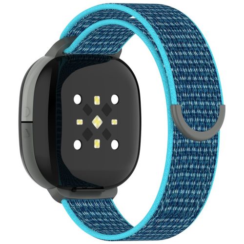 For Fitbit Ace LTE Children Watch Watchband Round Tail Braided Nylon Wrist Strap - Sea Blue