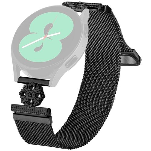 For Garmin Fenix 5S / Fenix 5S Plus Milanese Band Flower Stainless Steel Magnetic Mesh Watch Strap - Black