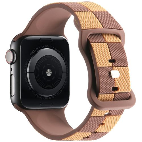 For Apple Watch 10 46mm / Ultra 2 / Ultra 49mm / 9 8 7 45mm / SE (2023) SE (2022) SE 6 5 4 44mm / 3 2 1 42mm Checkerboard Silicone Band - Brown