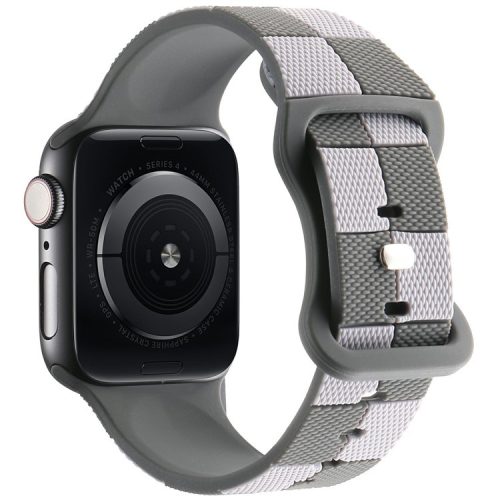 For Apple Watch 10 46mm / Ultra 2 / Ultra 49mm / 9 8 7 45mm / SE (2023) SE (2022) SE 6 5 4 44mm / 3 2 1 42mm Checkerboard Silicone Band - Dark Grey