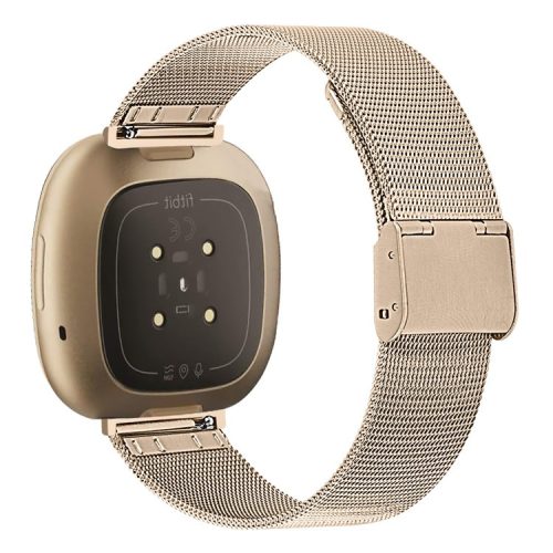 Milanese Stainless Steel Fine Mesh Smart Watch Strap for Fitbit Versa 3 / Fitbit Sense - Champagne Gold