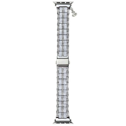 3-bead Strap for Apple Watch Series 10 46mm / Ultra 2 Ultra 49mm / Series 9 8 7 45mm / SE (2023) SE (2022) SE 6 5 4 44mm / 3 2 1 42mm - Silver+Rhinestone