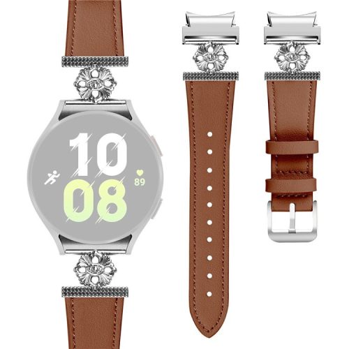 Watch Band for Samsung Galaxy Watch6 40mm / 44mm / Watch6 Classic 43mm / 47mm Genuine Cow Leather Strap with Quick Release Connector - Brown