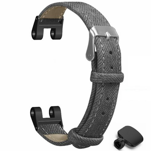 For Garmin Lily Watch Band Denim Texture PU Leather Adjustable Strap - Grey