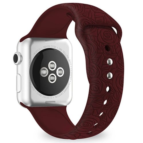 Watch Strap for Apple Watch Series 10 46mm / Ultra 2 Ultra 49mm / Series 9 8 7 45mm / SE (2023) SE (2022) SE 6 5 4 44mm / 3 2 1 42mm - Rose Wine Red