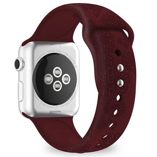 Watch Strap for Apple Watch Series 10 46mm / Ultra 2 Ultra 49mm / Series 9 8 7 45mm / SE (2023) SE (2022) SE 6 5 4 44mm / 3 2 1 42mm - Sunflower Wine Red