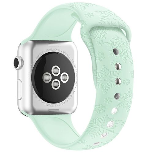 Watch Strap for Apple Watch Series 10 46mm / Ultra 2 Ultra 49mm / Series 9 8 7 45mm / SE (2023) SE (2022) SE 6 5 4 44mm / 3 2 1 42mm - Snowflake Light Green