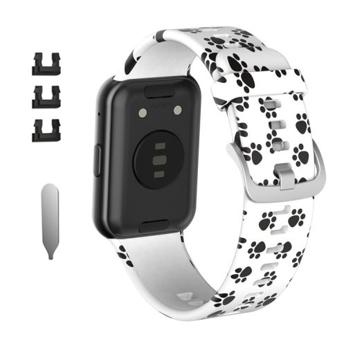 Pattern Printing Silicone Watch Band Strap Replacement for Huawei Watch Fit - Dog's Paw