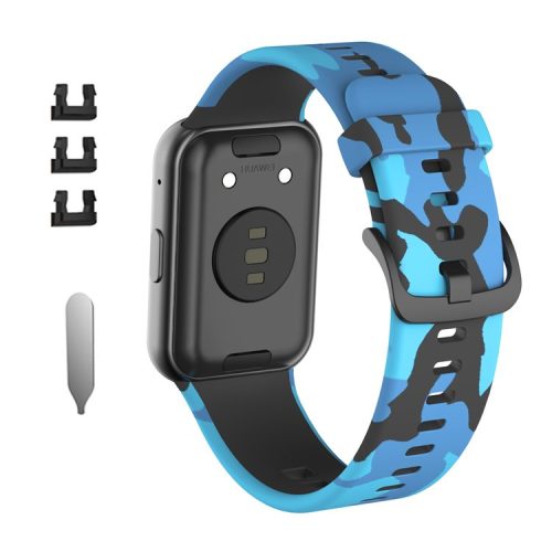 Pattern Printing Silicone Watch Band Strap Replacement for Huawei Watch Fit - Blue/Camouflage