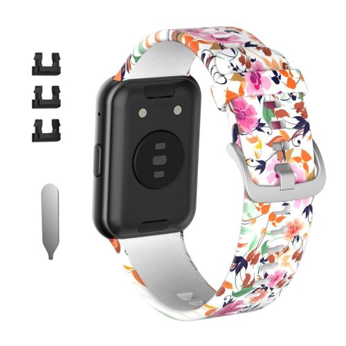 Pattern Printing Silicone Watch Band Strap Replacement for Huawei Watch Fit - Beautiful Flower