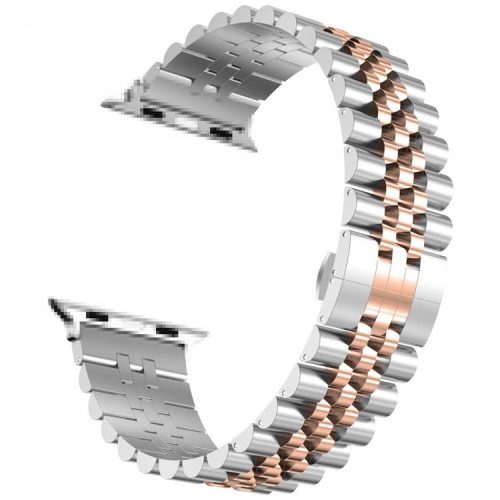 5-Beads Stainless Steel Watch Band for Apple Watch Series 10 42mm / 9 8 7 41mm / 6 5 4 SE SE (2022) SE (2023) 40mm / 3 2 1 38mm - Silver / Rose Gold