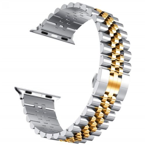 5-Beads Stainless Steel Watch Band for Apple Watch Series 10 42mm / 9 8 7 41mm / 6 5 4 SE SE (2022) SE (2023) 40mm / 3 2 1 38mm - Silver / Gold